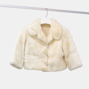 Blank White Mink Cropped Jacket